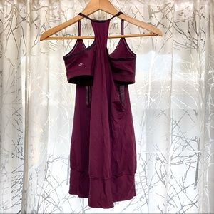 Lululemon no limits maroon purple 2 in 1 sports bra racerback long tank top